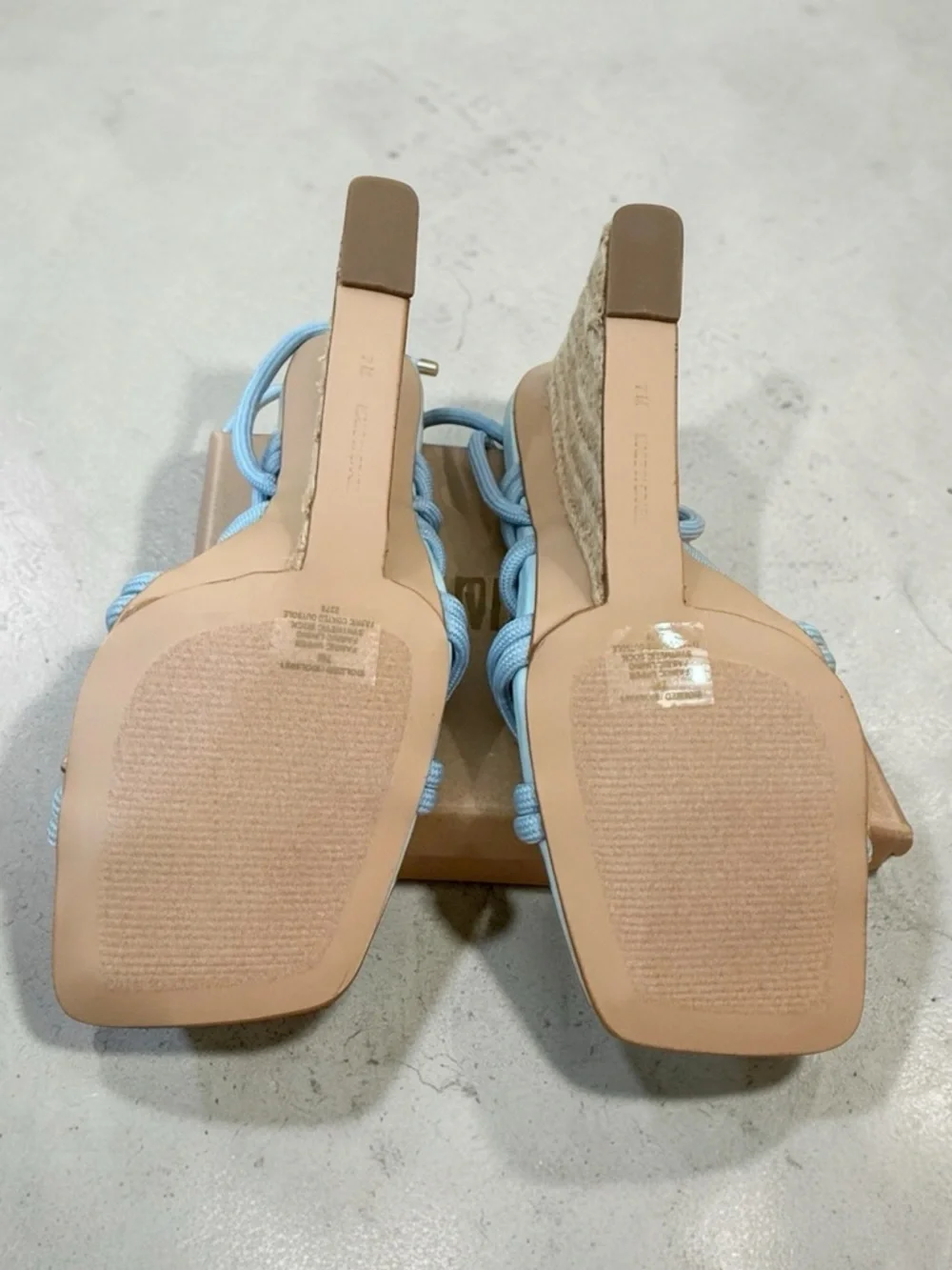 Steve Madden Idolized Blue 70s Style Ankle-Tie Espadrille Wedge Sandals Size 7